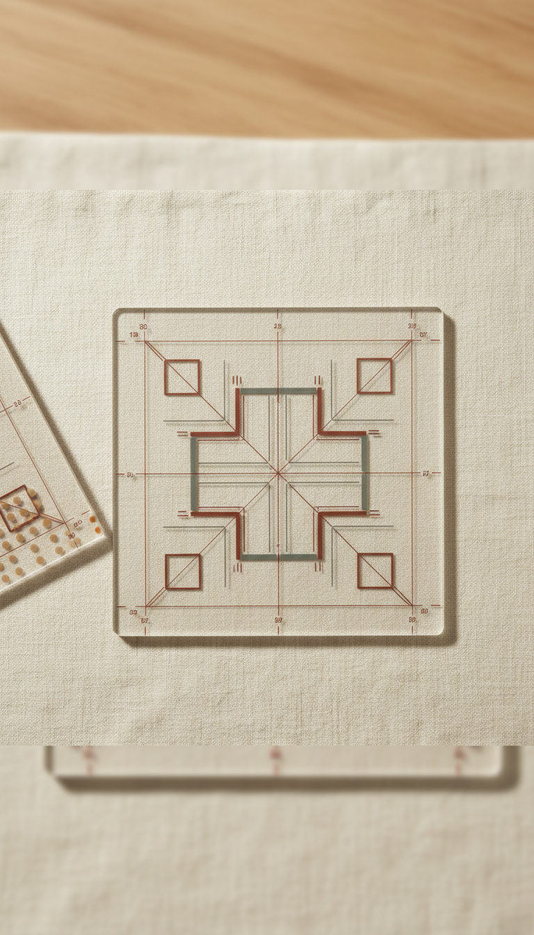 Square Block Quilting Template With Alignment Lines