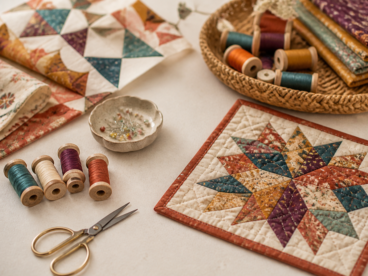 Patchwork sewing supplies inspired by Tinyspool & Co