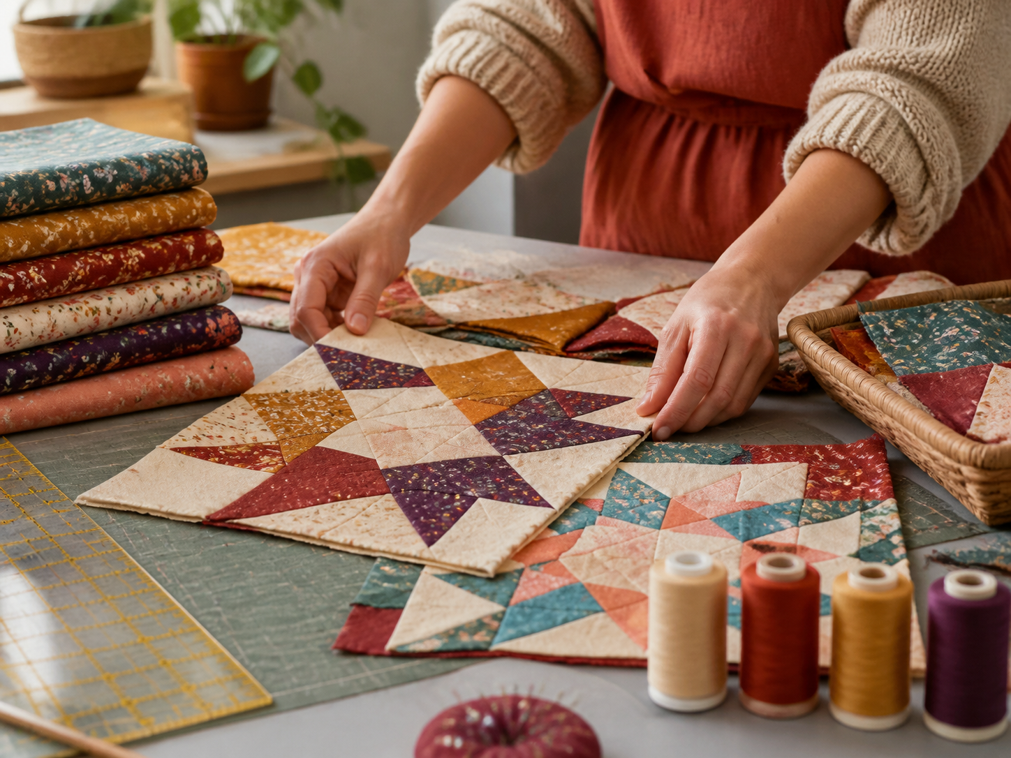 Colorful quilting workspace inspired by Uniquelymateo