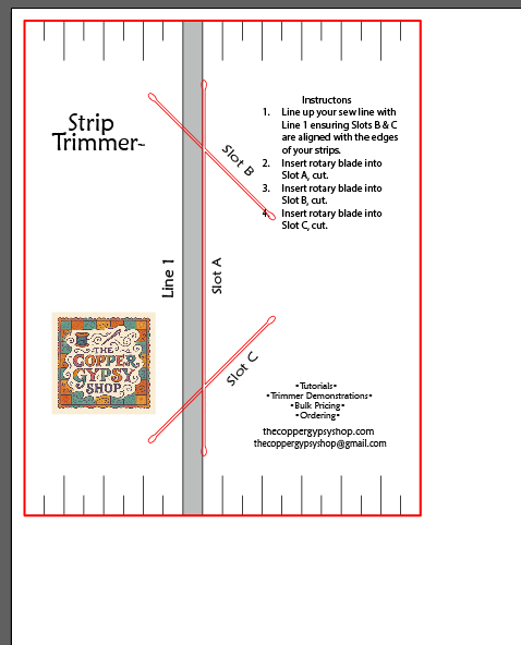 Manufacturer rendering of the Strip Trimmer acrylic template